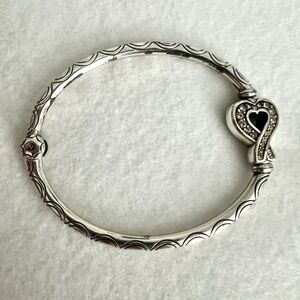 Brighton Charming Bangle Charm Bracelet w/ Crystal Heart Closure